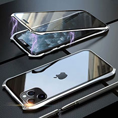Funda Bumper Lujo Marco de Aluminio Espejo 360 Grados Carcasa M10 para Apple iPhone 11 Pro Max Plata