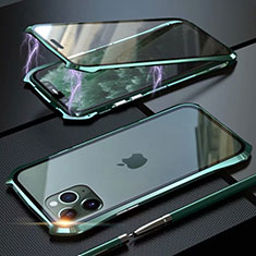 Funda Bumper Lujo Marco de Aluminio Espejo 360 Grados Carcasa M10 para Apple iPhone 11 Pro Verde