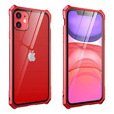 Funda Bumper Lujo Marco de Aluminio Espejo 360 Grados Carcasa M10 para Apple iPhone 11 Rojo
