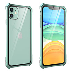 Funda Bumper Lujo Marco de Aluminio Espejo 360 Grados Carcasa M10 para Apple iPhone 11 Verde