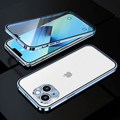 Funda Bumper Lujo Marco de Aluminio Espejo 360 Grados Carcasa M10 para Apple iPhone 13 Azul