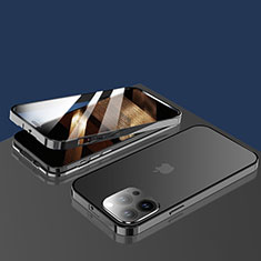 Funda Bumper Lujo Marco de Aluminio Espejo 360 Grados Carcasa M10 para Apple iPhone 15 Pro Max Negro