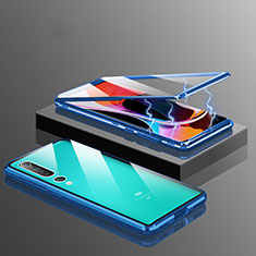 Funda Bumper Lujo Marco de Aluminio Espejo 360 Grados Carcasa M10 para Xiaomi Mi 10 Azul