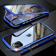 Funda Bumper Lujo Marco de Aluminio Espejo 360 Grados Carcasa M11 para Apple iPhone 11 Pro Max Azul