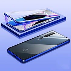 Funda Bumper Lujo Marco de Aluminio Espejo 360 Grados Carcasa M11 para Xiaomi Mi 10 Azul