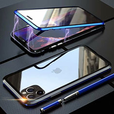 Funda Bumper Lujo Marco de Aluminio Espejo 360 Grados Carcasa M12 para Apple iPhone 11 Pro Azul
