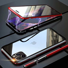 Funda Bumper Lujo Marco de Aluminio Espejo 360 Grados Carcasa M12 para Apple iPhone 11 Pro Rojo