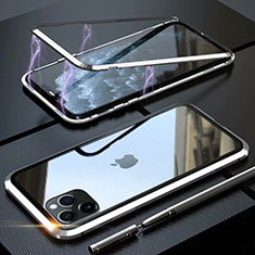 Funda Bumper Lujo Marco de Aluminio Espejo 360 Grados Carcasa M14 para Apple iPhone 11 Pro Max Plata