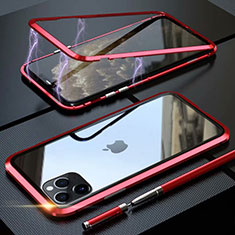 Funda Bumper Lujo Marco de Aluminio Espejo 360 Grados Carcasa M14 para Apple iPhone 11 Pro Max Rojo