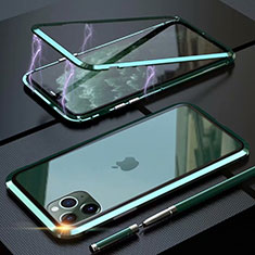 Funda Bumper Lujo Marco de Aluminio Espejo 360 Grados Carcasa M14 para Apple iPhone 11 Pro Max Verde