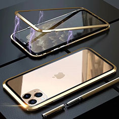 Funda Bumper Lujo Marco de Aluminio Espejo 360 Grados Carcasa M14 para Apple iPhone 11 Pro Oro