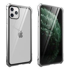 Funda Bumper Lujo Marco de Aluminio Espejo 360 Grados Carcasa M15 para Apple iPhone 11 Pro Max Plata