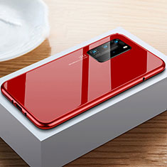 Funda Bumper Lujo Marco de Aluminio Espejo 360 Grados Carcasa N01 para Huawei P40 Pro Rojo
