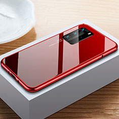 Funda Bumper Lujo Marco de Aluminio Espejo 360 Grados Carcasa N01 para Huawei P40 Pro Rojo y Negro