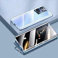 Funda Bumper Lujo Marco de Aluminio Espejo 360 Grados Carcasa P01 para Huawei Honor 100 5G Azul