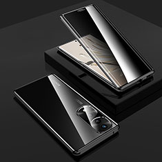 Funda Bumper Lujo Marco de Aluminio Espejo 360 Grados Carcasa P01 para Huawei Honor 70 Pro 5G Negro
