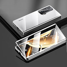 Funda Bumper Lujo Marco de Aluminio Espejo 360 Grados Carcasa P01 para Huawei Honor Magic Vs Ultimate 5G Plata