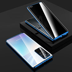 Funda Bumper Lujo Marco de Aluminio Espejo 360 Grados Carcasa P01 para Huawei Honor V40 5G Azul