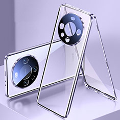 Funda Bumper Lujo Marco de Aluminio Espejo 360 Grados Carcasa P01 para Huawei Mate 60 Morado