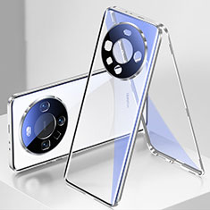Funda Bumper Lujo Marco de Aluminio Espejo 360 Grados Carcasa P01 para Huawei Mate 60 Plata