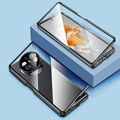 Funda Bumper Lujo Marco de Aluminio Espejo 360 Grados Carcasa P01 para Huawei Mate X3 Negro