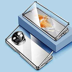 Funda Bumper Lujo Marco de Aluminio Espejo 360 Grados Carcasa P01 para Huawei Mate X3 Plata