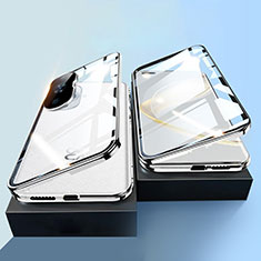 Funda Bumper Lujo Marco de Aluminio Espejo 360 Grados Carcasa P01 para Huawei Nova 11 Pro Plata