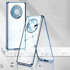 Funda Bumper Lujo Marco de Aluminio Espejo 360 Grados Carcasa P01 para Huawei Nova Y90 Azul