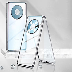 Funda Bumper Lujo Marco de Aluminio Espejo 360 Grados Carcasa P01 para Huawei Nova Y90 Plata