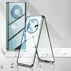Funda Bumper Lujo Marco de Aluminio Espejo 360 Grados Carcasa P01 para Huawei Nova Y90 Verde