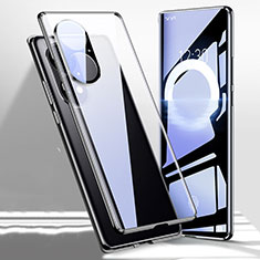 Funda Bumper Lujo Marco de Aluminio Espejo 360 Grados Carcasa P01 para Huawei P50 Pro Negro