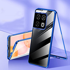 Funda Bumper Lujo Marco de Aluminio Espejo 360 Grados Carcasa P01 para OnePlus 10 Pro 5G Azul