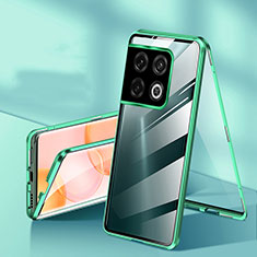 Funda Bumper Lujo Marco de Aluminio Espejo 360 Grados Carcasa P01 para OnePlus 10 Pro 5G Verde