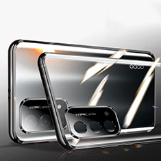 Funda Bumper Lujo Marco de Aluminio Espejo 360 Grados Carcasa P01 para Oppo A93 5G Negro