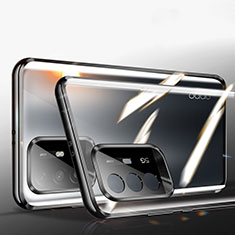 Funda Bumper Lujo Marco de Aluminio Espejo 360 Grados Carcasa P01 para Oppo A95 5G Negro