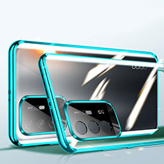 Funda Bumper Lujo Marco de Aluminio Espejo 360 Grados Carcasa P01 para Oppo F19 Pro+ Plus 5G Verde