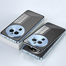 Funda Bumper Lujo Marco de Aluminio Espejo 360 Grados Carcasa P01 para Oppo Find X6 5G Azul