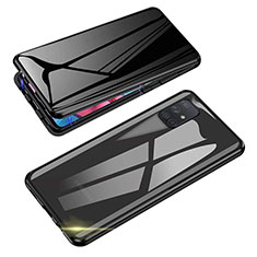 Funda Bumper Lujo Marco de Aluminio Espejo 360 Grados Carcasa P01 para Samsung Galaxy A71 5G Negro