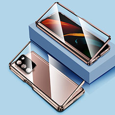 Funda Bumper Lujo Marco de Aluminio Espejo 360 Grados Carcasa P01 para Samsung Galaxy Z Fold2 5G Oro