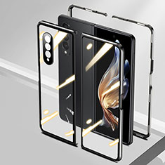 Funda Bumper Lujo Marco de Aluminio Espejo 360 Grados Carcasa P01 para Samsung Galaxy Z Fold3 5G Negro