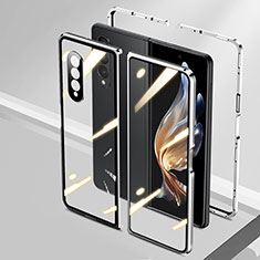 Funda Bumper Lujo Marco de Aluminio Espejo 360 Grados Carcasa P01 para Samsung Galaxy Z Fold3 5G Plata