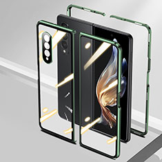 Funda Bumper Lujo Marco de Aluminio Espejo 360 Grados Carcasa P01 para Samsung Galaxy Z Fold3 5G Verde