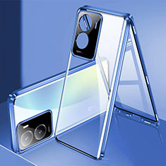 Funda Bumper Lujo Marco de Aluminio Espejo 360 Grados Carcasa P01 para Vivo iQOO Z7 5G Azul