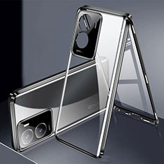 Funda Bumper Lujo Marco de Aluminio Espejo 360 Grados Carcasa P01 para Vivo iQOO Z7 5G Negro