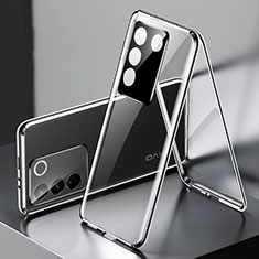 Funda Bumper Lujo Marco de Aluminio Espejo 360 Grados Carcasa P01 para Vivo V27 Pro 5G Negro