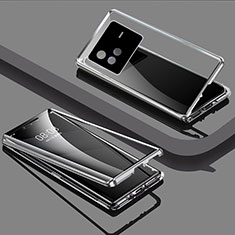 Funda Bumper Lujo Marco de Aluminio Espejo 360 Grados Carcasa P01 para Vivo X80 5G Plata