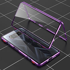 Funda Bumper Lujo Marco de Aluminio Espejo 360 Grados Carcasa P01 para Xiaomi Black Shark 4S Pro 5G Morado