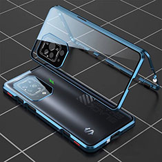 Funda Bumper Lujo Marco de Aluminio Espejo 360 Grados Carcasa P01 para Xiaomi Black Shark 5 5G Azul