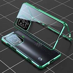 Funda Bumper Lujo Marco de Aluminio Espejo 360 Grados Carcasa P01 para Xiaomi Black Shark 5 5G Verde