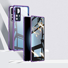 Funda Bumper Lujo Marco de Aluminio Espejo 360 Grados Carcasa P01 para Xiaomi Mi 12T 5G Morado